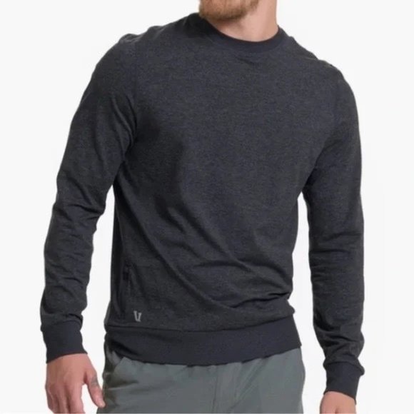 Vuori Other - Vuori Mens S Ponto Performance Crew Long Sleeve Charcoal Heather Shirt Pullover